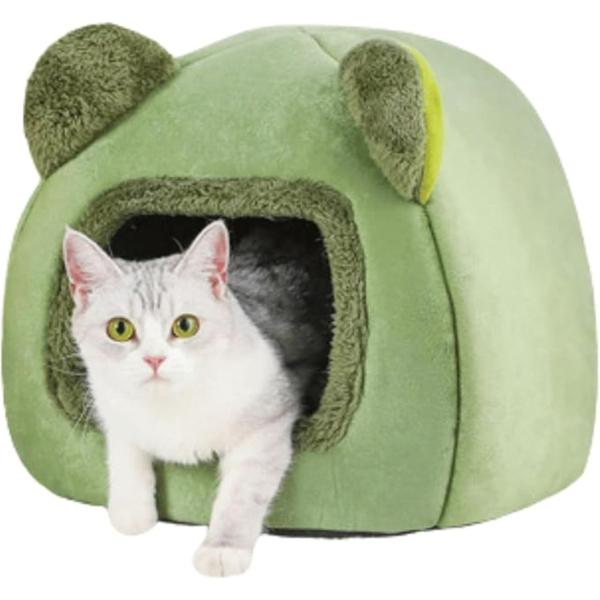 Cozy Pet Bed for Cats & Dogs – Washable Igloo Fleece Pyramid Cave Bed, Warm & Comfortable