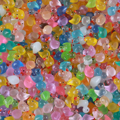 50 pcs Mini Multi-Color Luminous Duck Ornament Miniature Figures Tiny Duck Micro Fairy Garden Landscape Fairy Garden Home Decor