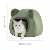 Cozy Pet Bed for Cats & Dogs – Washable Igloo Fleece Pyramid Cave Bed, Warm & Comfortable