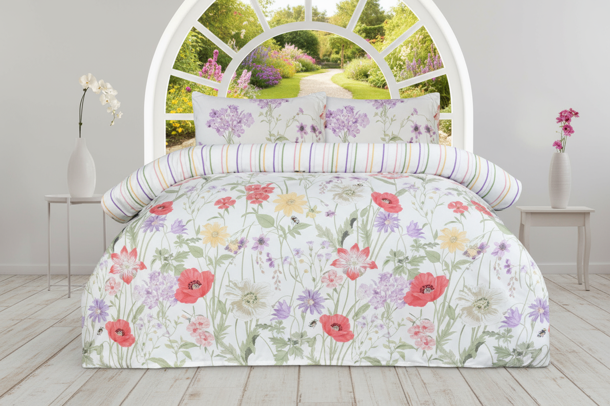 Luxury Reversible Duvet Cover Set with Pillowcases – Floral Printed Bedding, Microfiber Quilt Set, Soft Bedding Collection