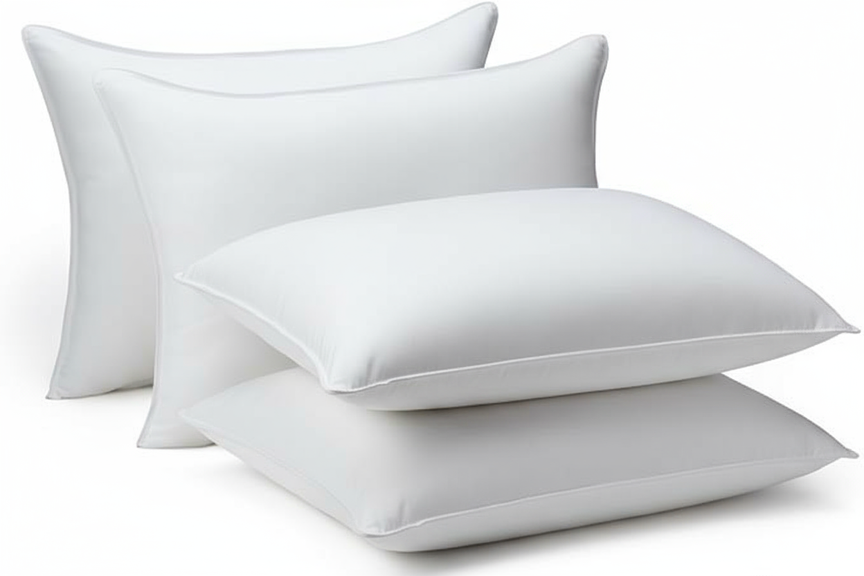 Luxury Hotel Pillows (Pack of 2) - Supportive & Cooling Microfiber Fill, Standard UK Size