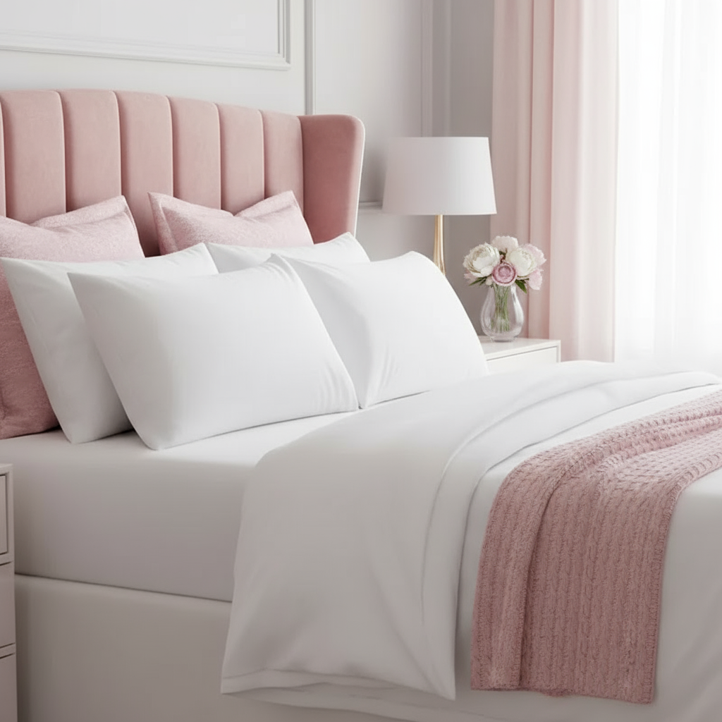 Luxury Hotel Pillows (Pack of 2) - Supportive & Cooling Microfiber Fill, Standard UK Size